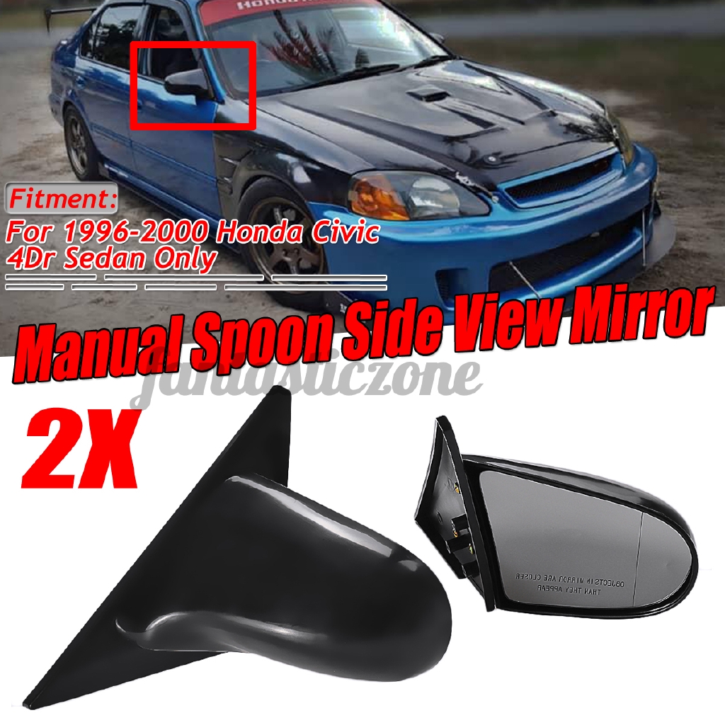 For 1996-2000 Honda Civic JDM Spoon Side Door Power Mirrors Black Replacement