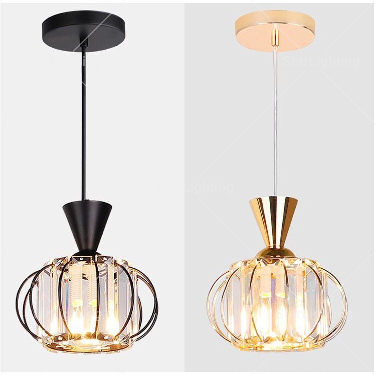 3 Color Black/Gold Crystal Pendant Lights Metal Crystal Aisle Ceiling