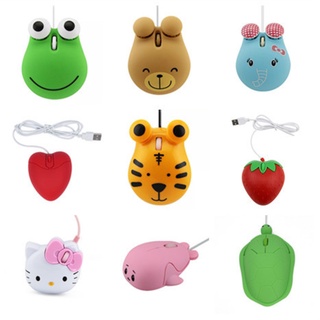 Kawaii Creative Anime Mouse USB Frog Tiger Bear Design 3D Kids Mouse Turtle Wired Ergonomics Optical Mouse Cute Animal Styles Computer Mouse Small Muase for PC Laptop Notebook