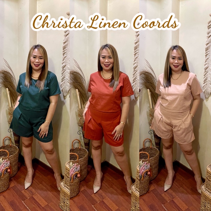 CHRISTA PLUS SIZE LINEN COORDS WITH POCKETS Shopee