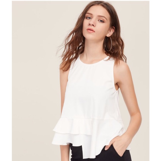 zara white sleeveless top