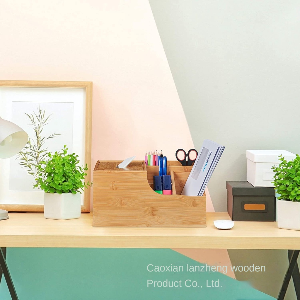 Creative wooden storage box office desktop stationery display box home