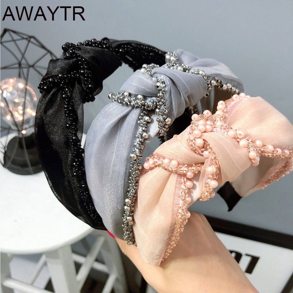 Korea Sweet Non-slip Hair Binding Seam Tide Simple Hair Band Pearl ...