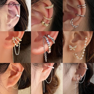 Dodder Korean Pearl Stud Earrings Set Gold Silver Tassel Earring Crystal Ear Clips Butterfly Star Moon Drop For Women Accessories Jewelry