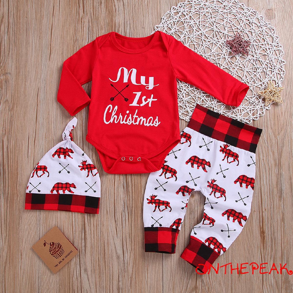 ❥☀✿SEE3Pcs My First Christmas Outfit 