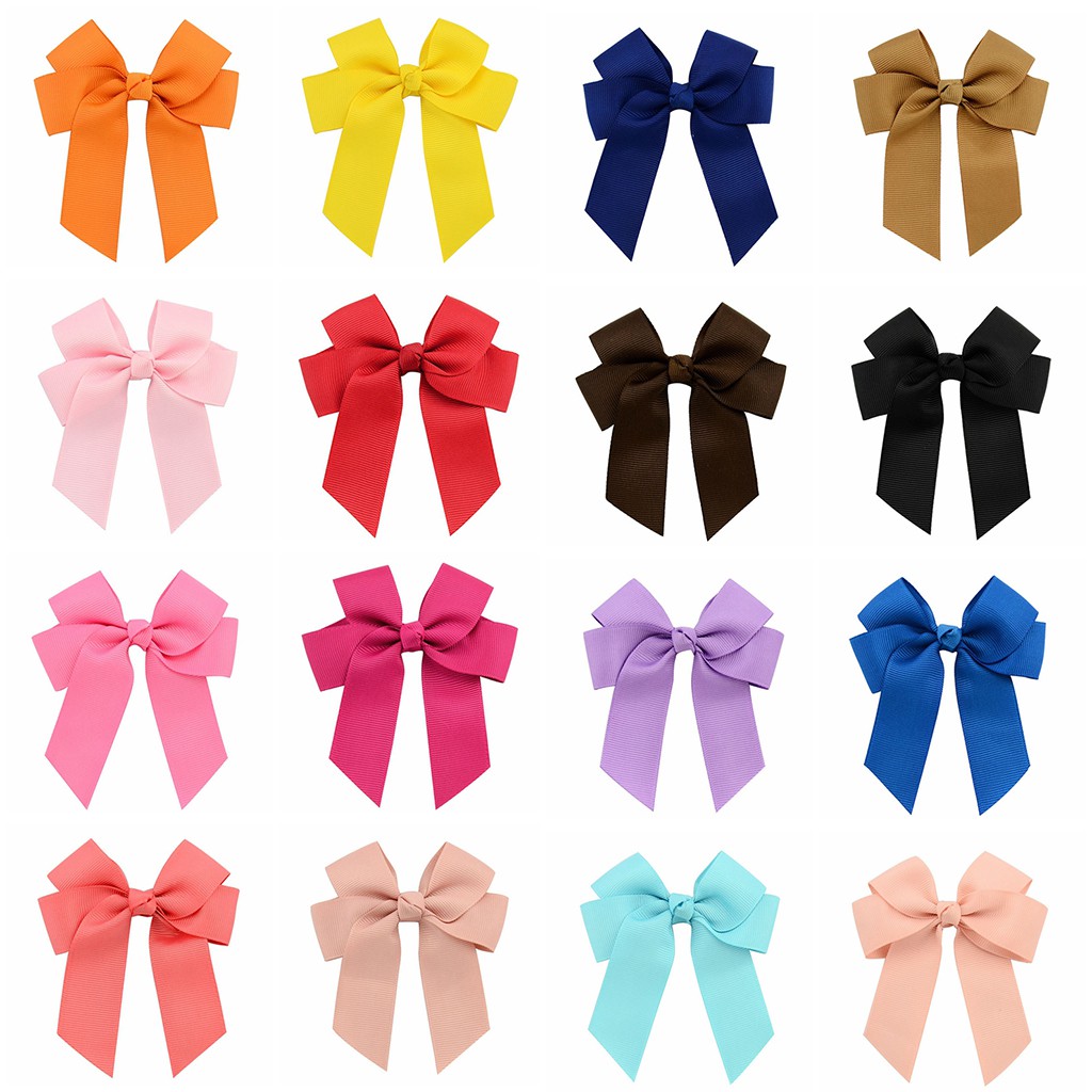 20 Pcs Kids Girls Handmade Grosgrain Ribbon Bow Hair Clips Sides
