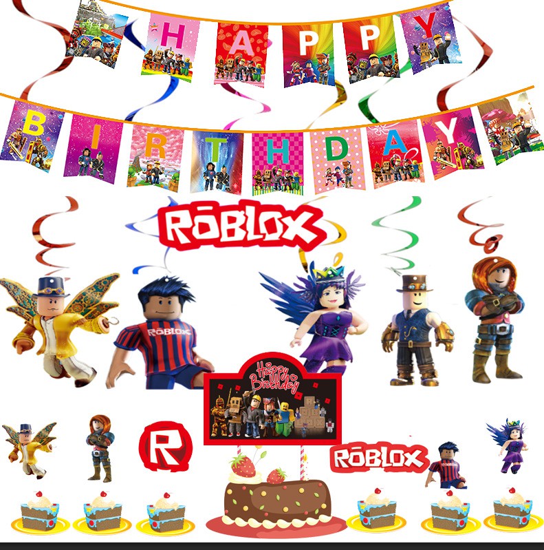 Nsh Roblox Game Party Decorations Virtual World Birthday Cup Hat Paper Plate Shopee Philippines - roblox paper hat
