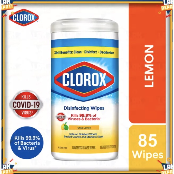 CLOROX Expert Disinfecting Wipes CRISP LEMON or FRESH Scent CANISTER (85 wipe sheets / pulls
