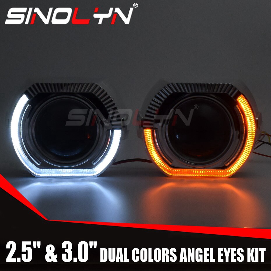 Sinolyn LED Angel Eyes Halo Projector Headlight Lenses Bixenon Lens