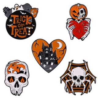 Hot Sale Free Shipping Halloween Pumpkin Skull Brooch Men Women Cute Japanese Metal Badge Pin Accessories Cartoon Ba #5