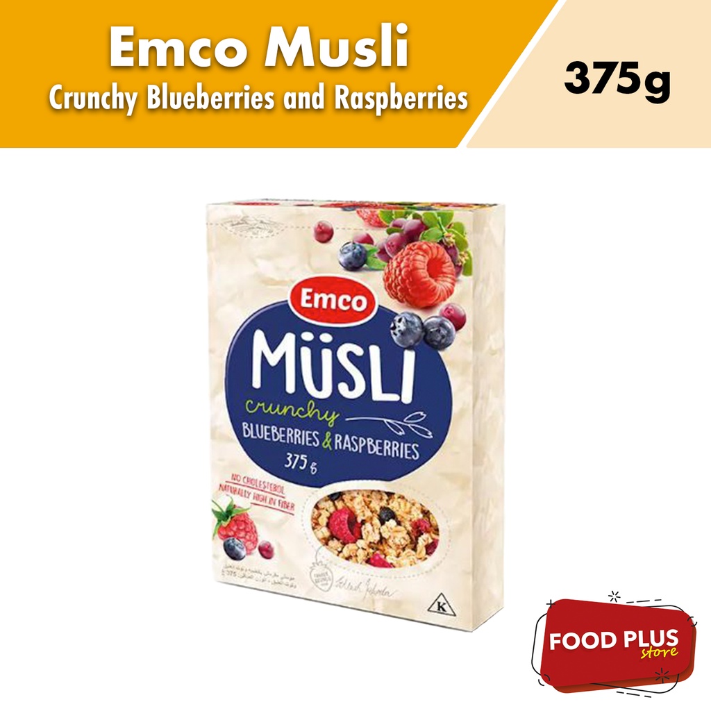 Emco Musli Crunchy Oat Cereal Blueberries & Raspberries (375g) Shopee