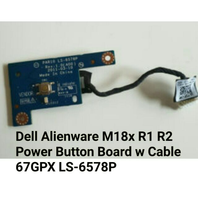 Dell Alienware M18x R1 R2 Power Button Board W Cable 67gpx Ls 6578p Shopee Philippines