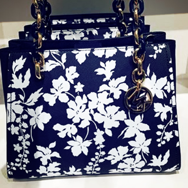 michael kors blue flower purse