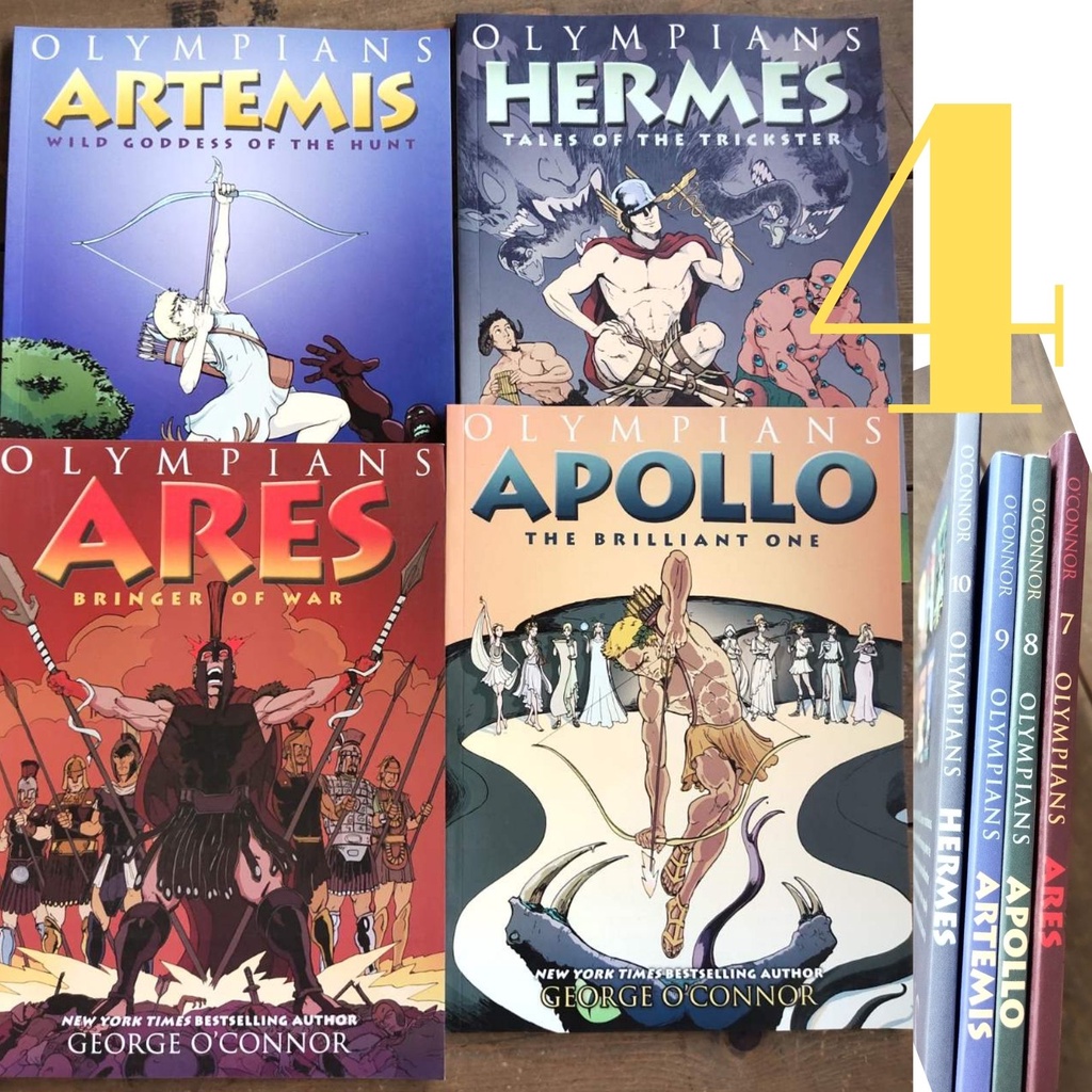 Olympians by George O'Connor (4 books) Ares, Apollo, Artemis, Hermes ...