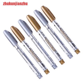 [zhukunjianzhu]2pcs DIY Metal Waterproof Permanent Paint Marker Pens Sharpie Gold and Silver #6