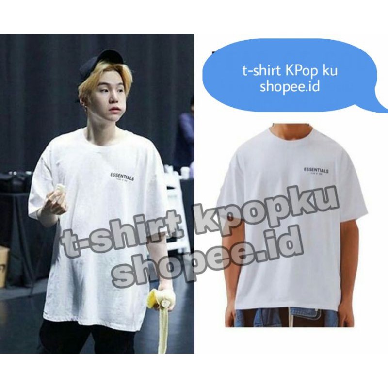 T Shirt Short Arm B T S Suga Essentials Small Logo Size S 3xl Shopee Philippines