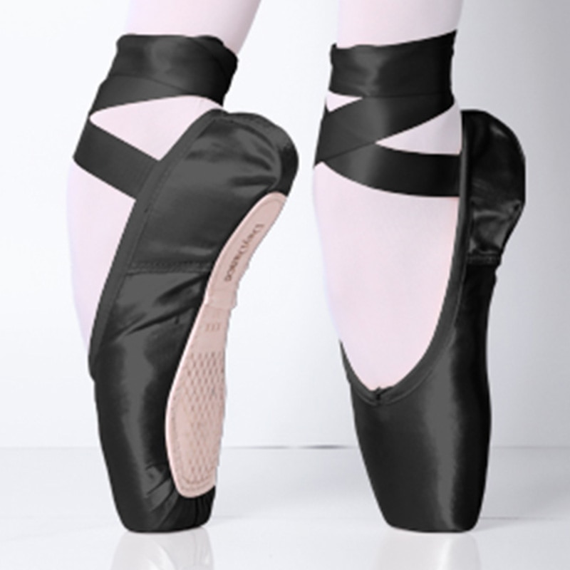 Black Satin Ballet Pointe Shoes Ladies Professional Ballet Shoes Girls  Women Ballerina Shoes With | Shopee Philippines