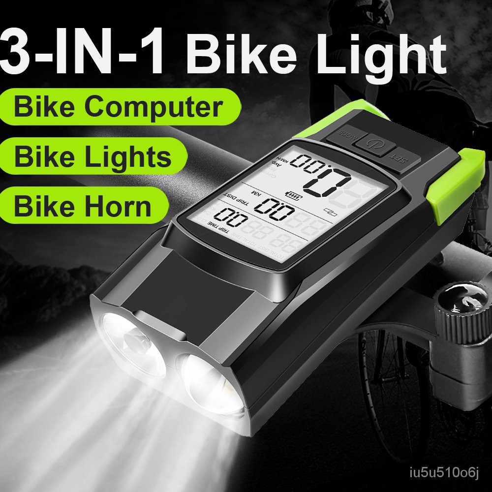 4000mAh Bike T6 LED Lights Bicycle Computer With Horn  Flashlight Bike Speedometer  Cycling Headlig 