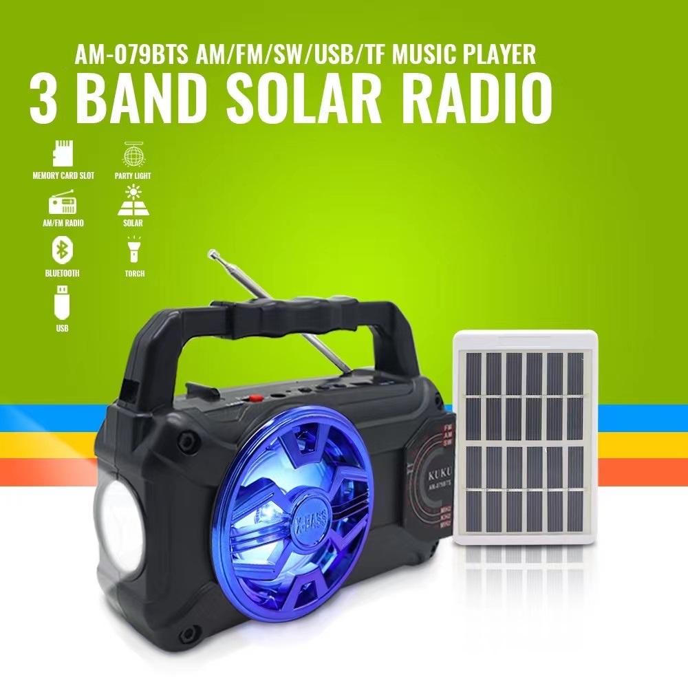 Kuku AM-079BTS Rechargeable Solar AM / FM Radio with USB / SD / TF MP3 ...
