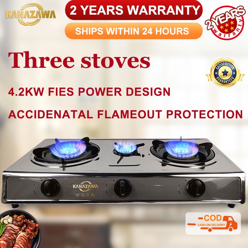 KANAZAWA Gas Stove 3 burner 4000KW firepower natural gas stove desktop