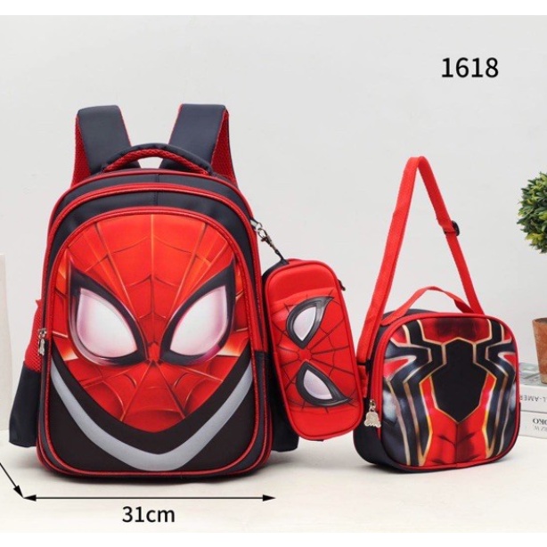 New 3D Cartoon Set of 3in1 with Pouch & Sling Bag Backpack For Boys (jiumu)
