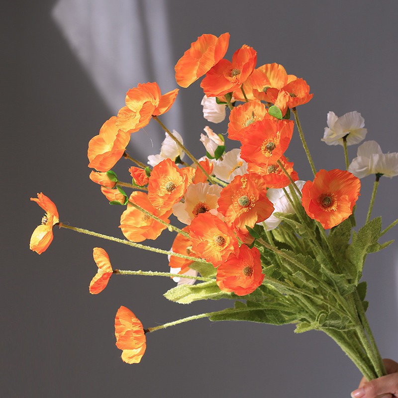 4 Heads/pcs Artificial Garden Poppy Silk Fake Flower Bridal Bouquet Wedding Party Home Decor