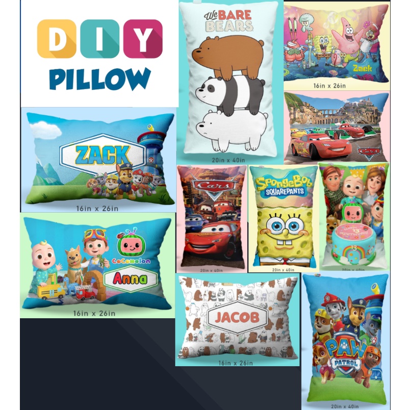 DIY Pillow 16x26 26x32 Personalized Pillowcases w/ Filler