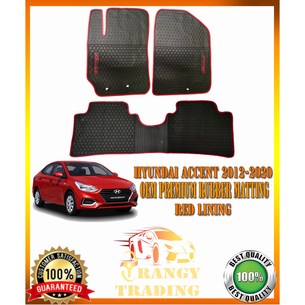 Hyundai Accent 20122021 OEM Premium Rubber Matting Red Lining (Car