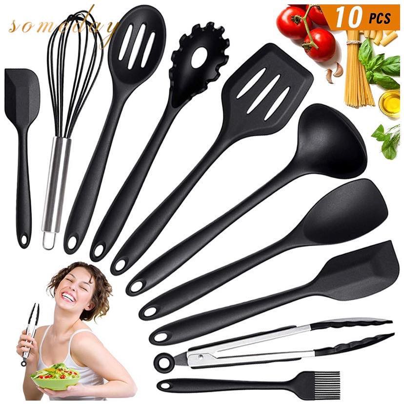 10 Pieces Silicone Kitchen Utensils Set Silicone Cooking Baking Tool