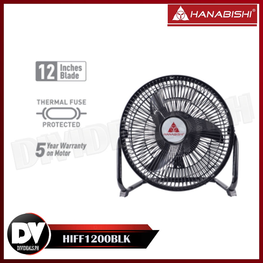 Hanabishi Industrial Floor Fan HIFF1200BLK 12 inch blade Electric Fan