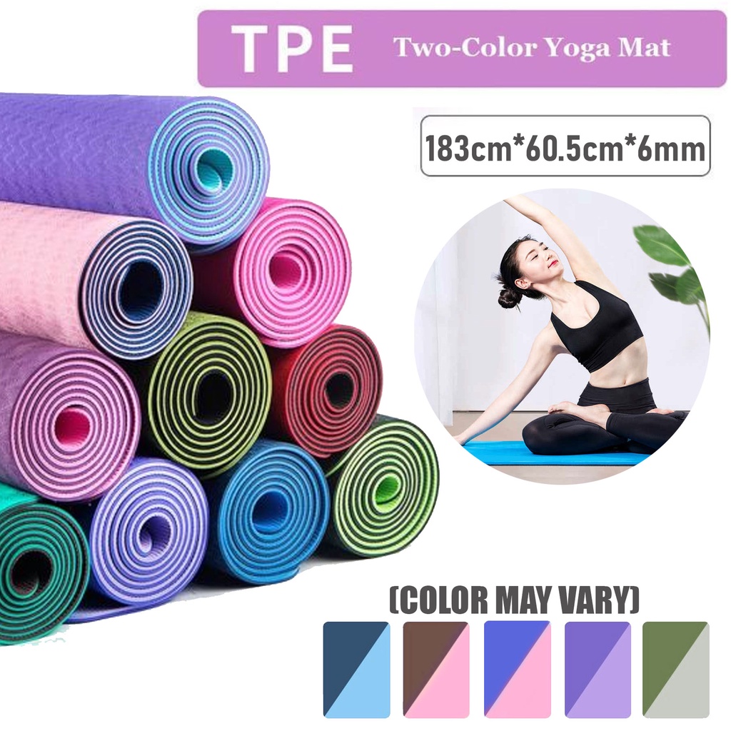Gym Indoor or Outdoor Large Non Slip Exercise and Relaxation Padded Mat High Density Foam TechFit Premium Yoga Mat 6 mm Eco Thick TPE Multifunctional Durable for Home 