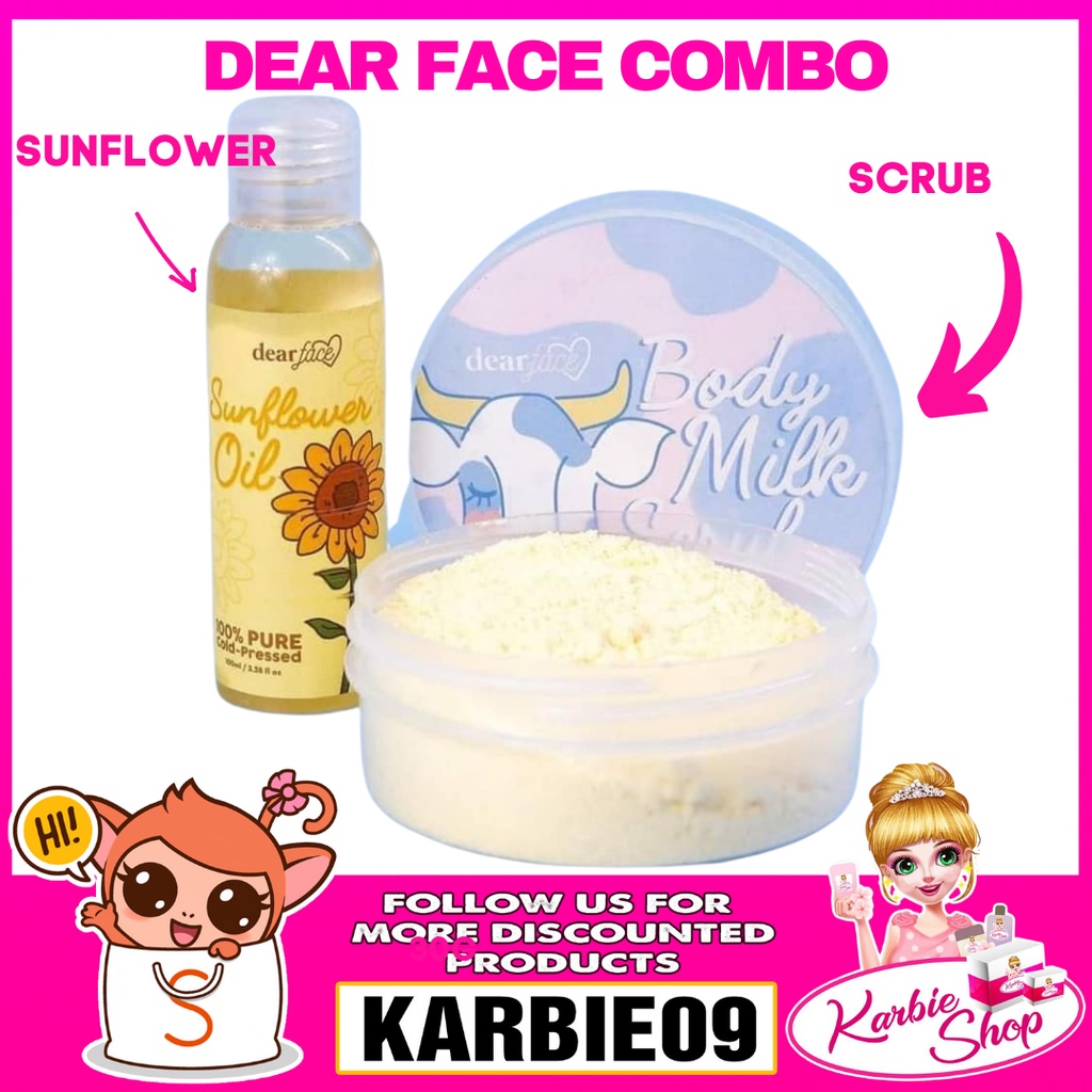 Orig Dear Face Body Milk Scrub 200g Sunflower Oil 100ml Shopee