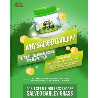 Salveo Organic Barley Grass Juice Powder, 180grams (100% Pure & Organic) Certified Organic, NASAA #5