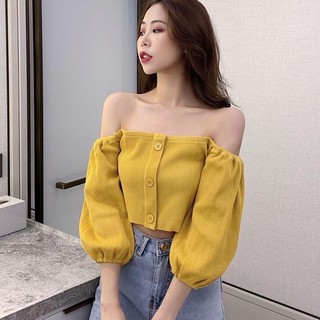 Assorted Random BANGKOK Blouse Crop Tops Knitted/Casual Puff Sleeves ...
