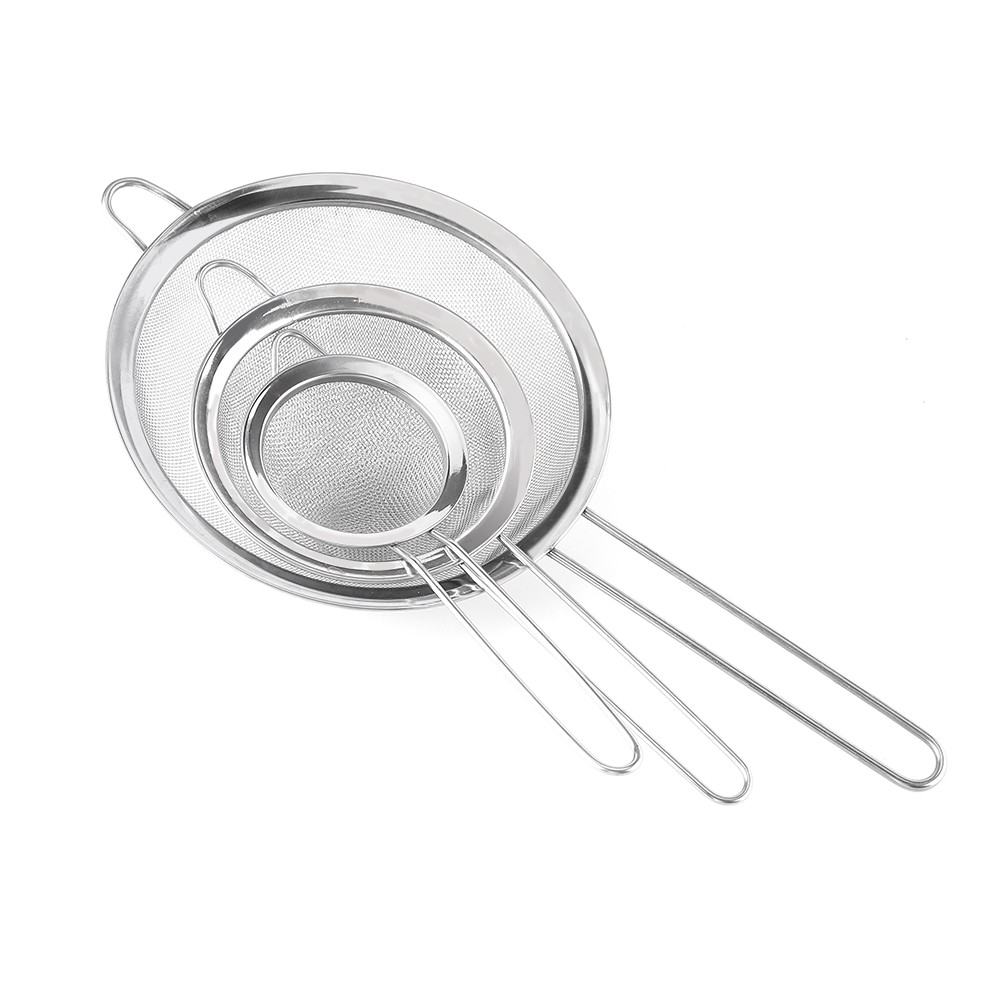 ON HAND COD Stainless Strainer Round Sifter Drain with Handle High Quality Multi Purpose 6 Sizes
