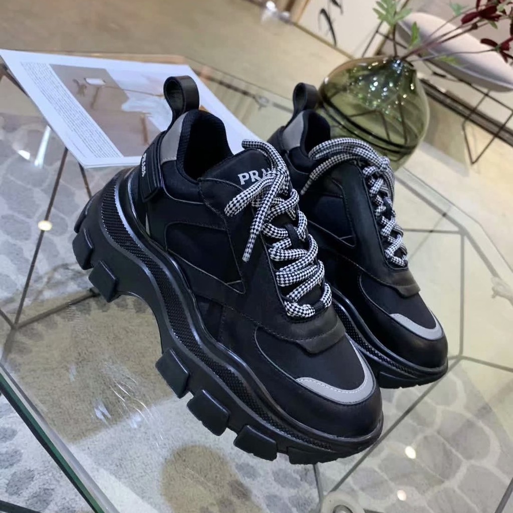 Ready Stock Oversea】 100% ORIGINAL Prada Black&White Genuine Leather Sneaker  Shoes For Men & Women | Shopee Philippines