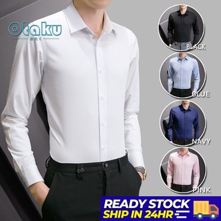 OTAKU Polo Shirt For Men Long Sleeve Office Plain Shirts M-3XL Fomal Shirt Unsex #8