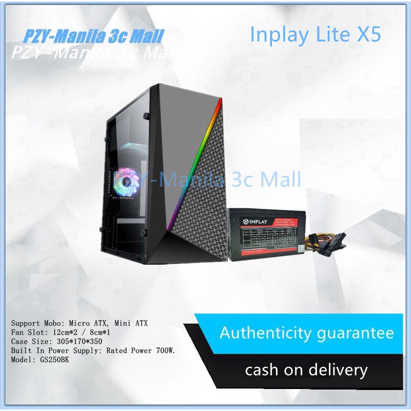 Inplay Lite X5 Computer Case With Psu 750w Universal Power Supply Black