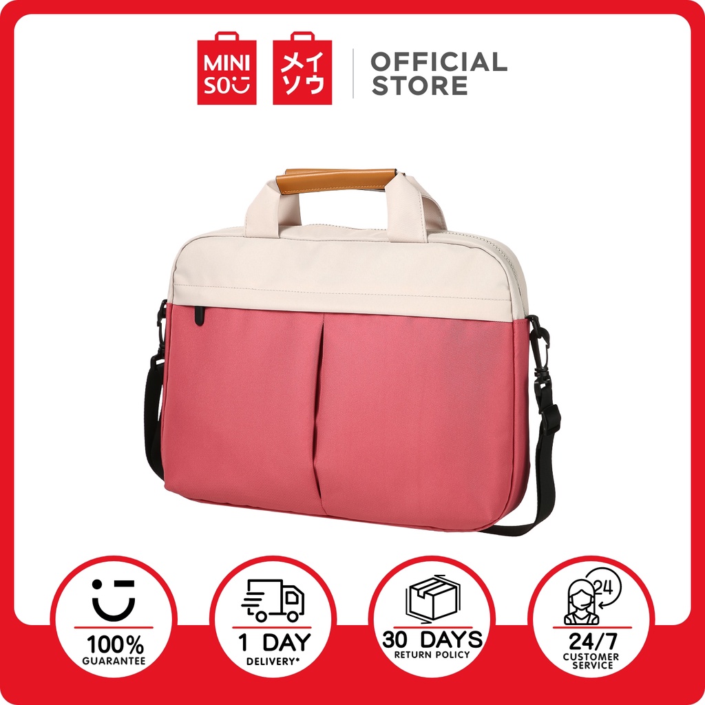 MINISO Color Block Crossbody Computer Bag Rose Red Shopee Philippines