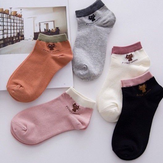 10pairs/Pack Socks Korean Cute Cat Breathable Iconic Ankle Socks Cotton ...