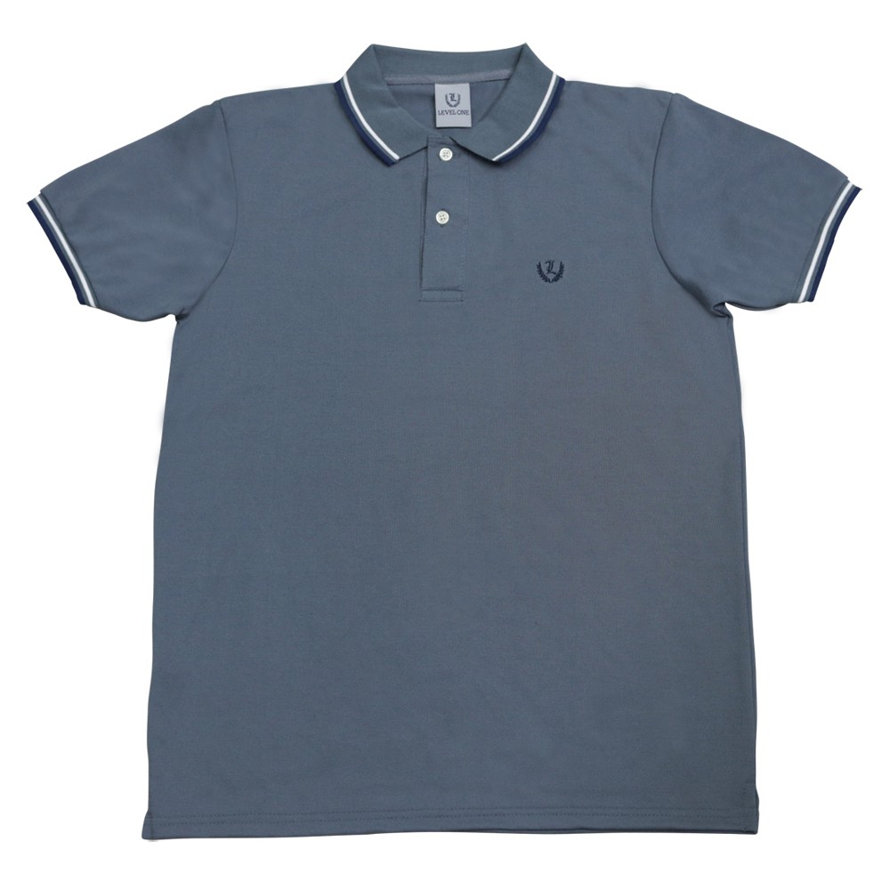 Level One Men's Polo Shirt 2 Stripes (Gray | Navy | White) | Shopee ...