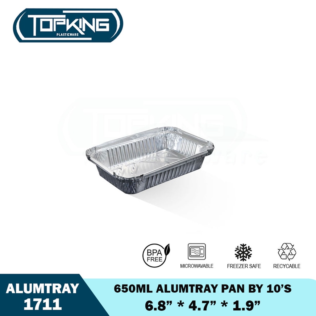 Topking Aluminum Foil Tray 650ml 1711 Rectangular Alumtray With Lid