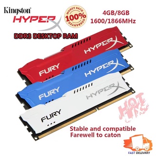 Ready Stock Kingston HyperX Fury DDR3 RAM 4GB 8GB DIMM 1600Mhz 1866Mhz 240Pin 1.5V Desktop Memory