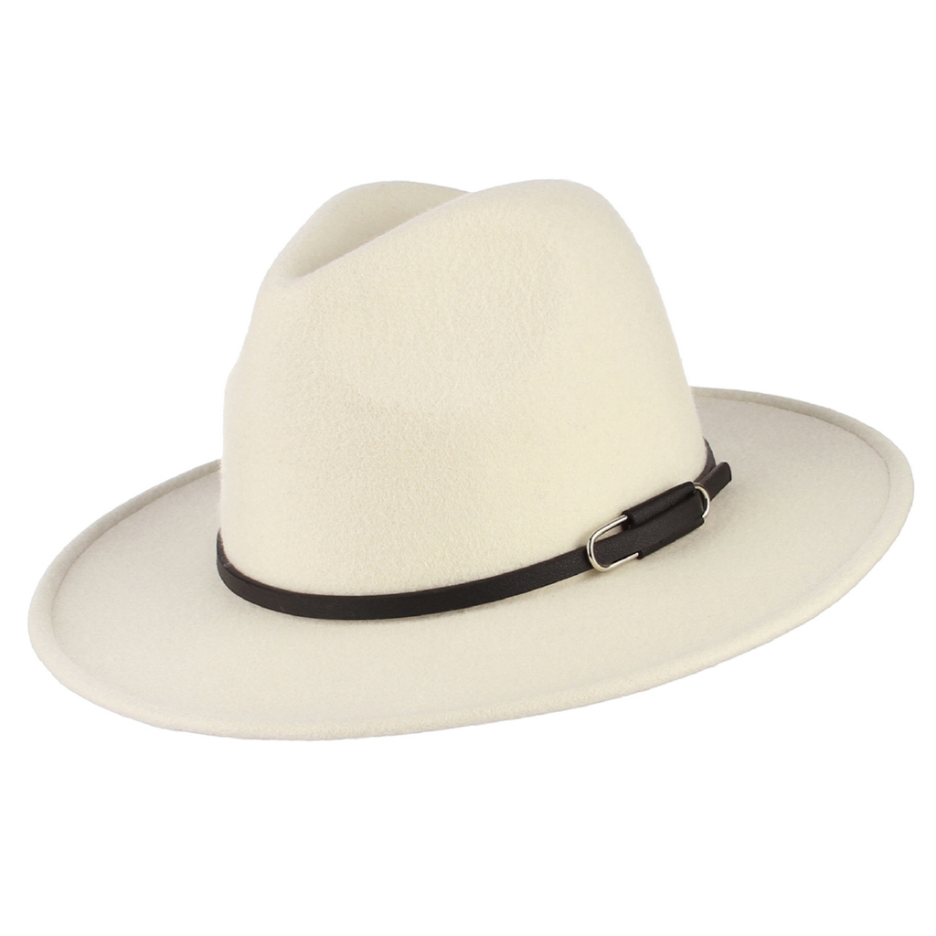 white wool fedora hat