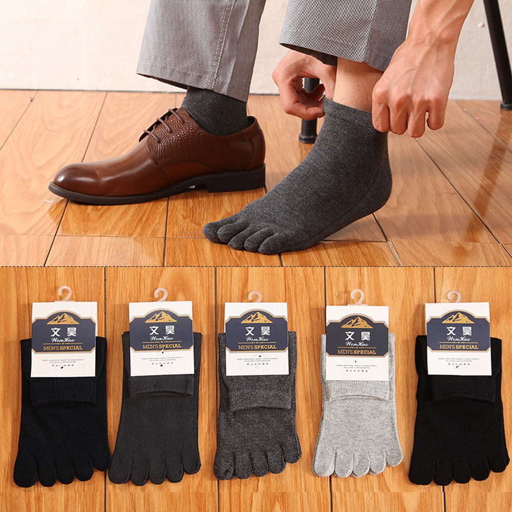 Men's silver fiber antibacterial toe socks 5-finger socks breathable to ...