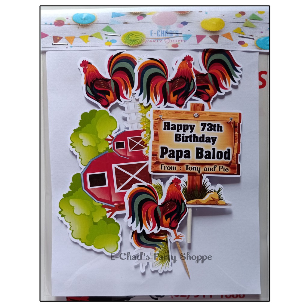 Happy Birthday Cake Topper Rooster Theme Shopee Philippines