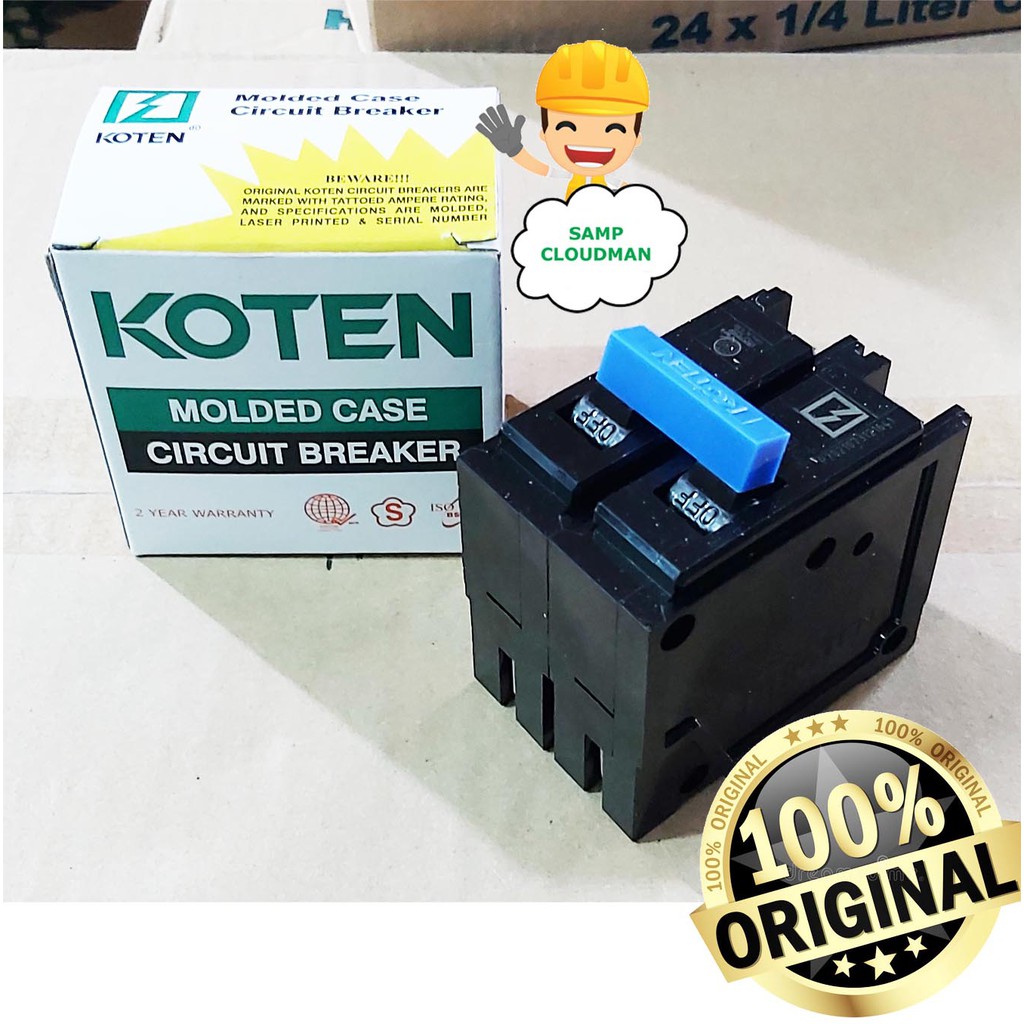 Original Koten Circuit Breaker PlugIn 2 Pole 15A 20A 30A 60 Ampere