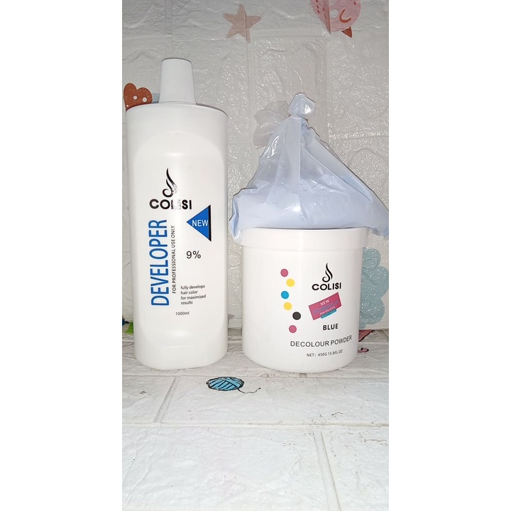 1 SET COLISI BLEACHING POWDER 500G AND COLISI DEVELOPER 1000ML Shopee