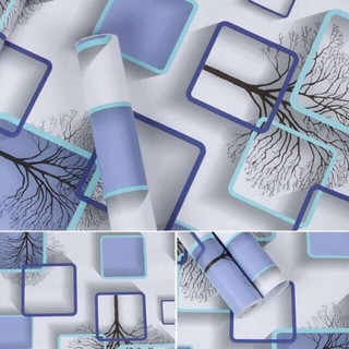 Wallpaper City Pvc Self adhesive Waterproof Blue Box Design Wallpaper Home Decor 1Pc 10M By 45Cm