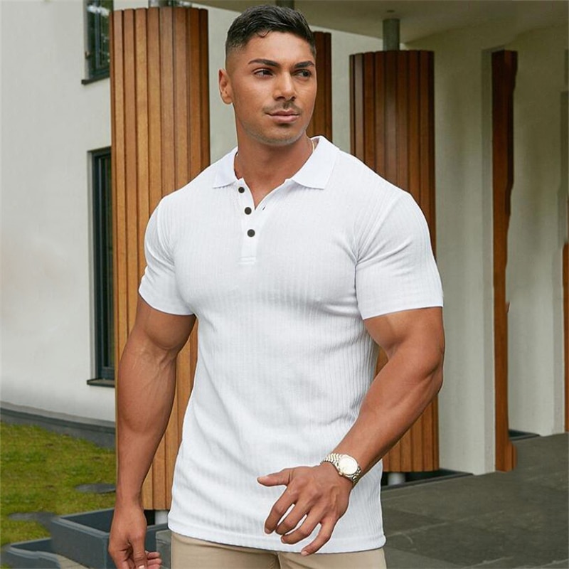 bodybuilder in polo shirt